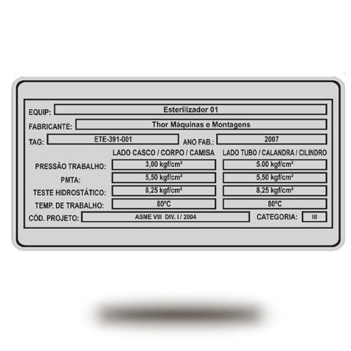 Placa de Identificação de Equipamentos